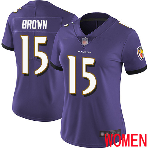 Baltimore Ravens Limited Purple Women Marquise Brown Home Jersey NFL Football #15 Vapor Untouchable